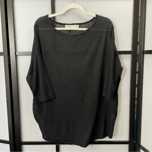 [m] Costa Blanca Sheer Black Subtle Striped Short Sleeve Tunic Women’s